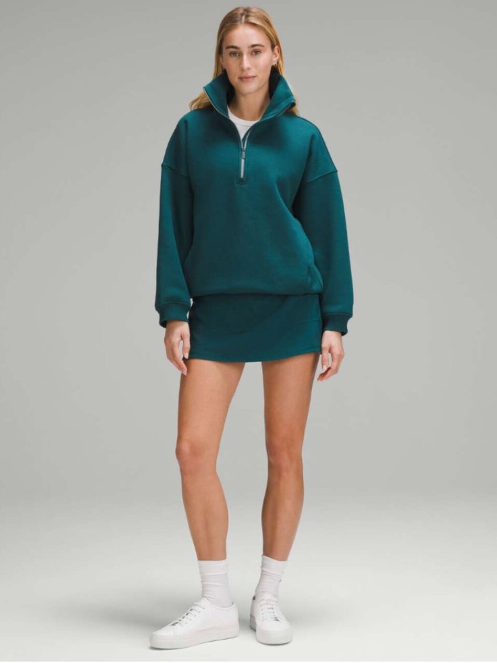 Lululemon Thick Fleece Oversized Half Zip xs/s Storm Teal - Picture 2 of 7
